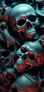 Artistic skulls with smoke in dark tones.