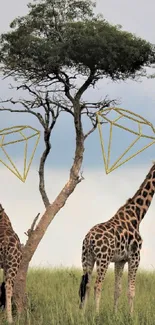 Sky Giraffidae Giraffe Live Wallpaper