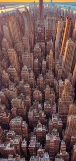 A breathtaking view of a sunset over a cityscape filled with tall skyscrapers.