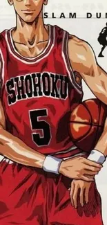 Slam Dunk anime basketball player in red jersey.