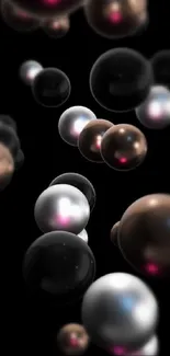 3D metallic spheres on a dark background.