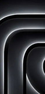 Sleek abstract black lines forming curves on a dark background.
