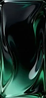 Sleek abstract mobile wallpaper with glossy black and green hues.