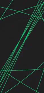 Abstract black and green geometric lines wallpaper.