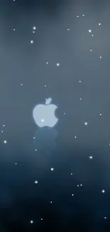 Apple logo in a dark starry night sky wallpaper.