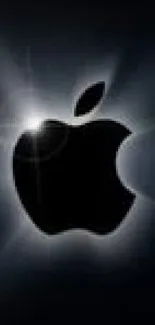 Apple logo on dark background, sleek mobile wallpaper.