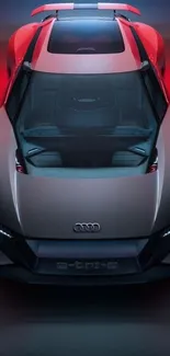 Sleek and modern Audi car viewed from above.