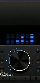 Modern audio system wallpaper with volume knob and equalizer display.