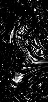 Sleek black abstract wallpaper with fluid design.