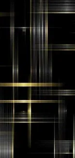 Elegant black wallpaper with sleek gold intersecting lines.