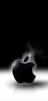 Dark Apple logo wallpaper with sleek, minimalist design and black background.