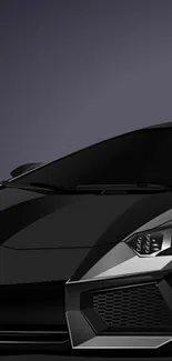 Stylized black sports car on dark background wallpaper.