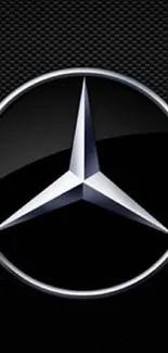 Sleek black car logo wallpaper with metallic finish.