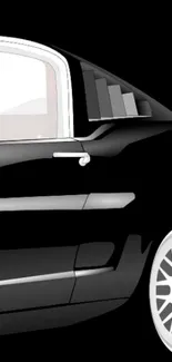 Sleek black car illustration on mobile wallpaper.