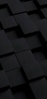 Sleek black 3D cube wallpaper for mobile.