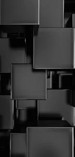 Sleek black cubes with glossy 3D effect on mobile wallpaper.