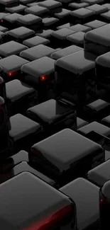 Glossy black cubes with red highlights mobile wallpaper