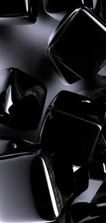 Sleek black cubes create a glossy, modern phone wallpaper.