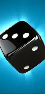 3D black dice on a cyan background wallpaper.