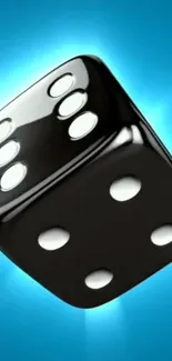 Black dice on a vibrant blue background.