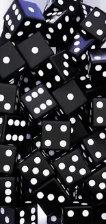 Stylish black dice with white pips wallpaper.