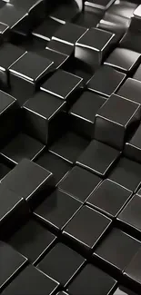 3D black geometric blocks pattern phone wallpaper.