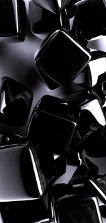 3D black cubes geometric wallpaper design.