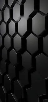 Sleek black hexagon pattern wallpaper with modern design.