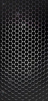 Black hexagonal mesh pattern wallpaper for phones.