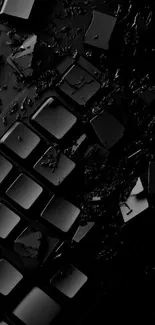 Sleek shattered black keyboard wallpaper.