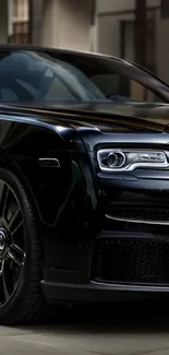 Sleek black luxury car with polished finish.