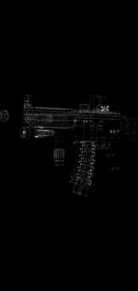 Intricately designed black rifle on a dark background.