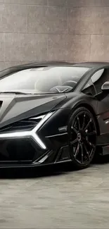 Sleek black sports car with dynamic design.