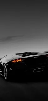 Sleek black sports car on a dynamic background.