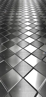 Sleek black tile design on phone wallpaper.