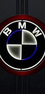 BMW logo with sleek dark background.