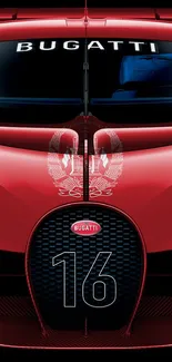 Sleek Bugatti car with a red design perfect for mobile wallpaper.