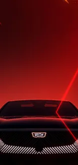 Sleek car silhouette against a red gradient background.