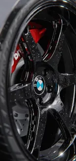 Sleek Car Wheel Close-Up Live Wallpaper