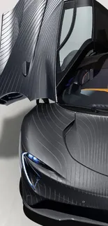 Sleek carbon fiber car with open doors