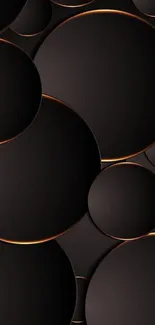 Dark mobile wallpaper with overlapping circles and subtle golden edges.