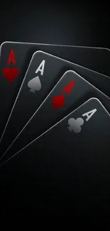 Dark poker card mobile wallpaper with black background.