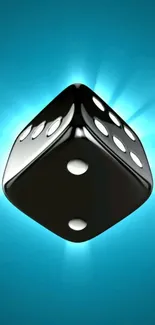 Vibrant black dice on radiant blue background wallpaper.