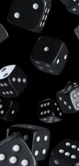 Floating black dice on a dark background