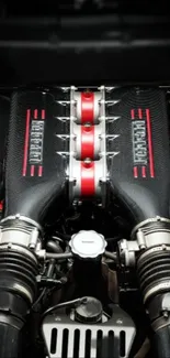 Sleek engine design with red accents, perfect for mobile wallpaper.