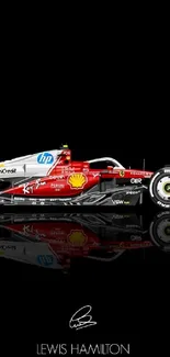 Formula 1 race car on a black background.