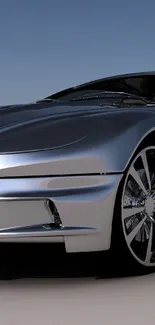 Sleek metallic car with shiny finish on display.