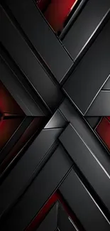 Geometric black and red phone wallpaper with sleek design.