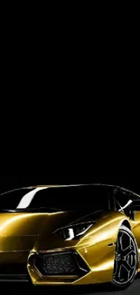 Sleek gold sports car on a dark background.