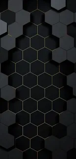 Sleek black wallpaper with hexagonal pattern design.